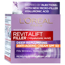 L'Oréal Paris Revitalift Filler + Hyaluronic Acid Anti Ageing Anti-Wrinkle SPF 50 Replumping Day Cream 50ml
