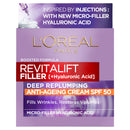 L'Oréal Paris Revitalift Filler + Hyaluronic Acid Anti Ageing Anti-Wrinkle SPF 50 Replumping Day Cream 50ml