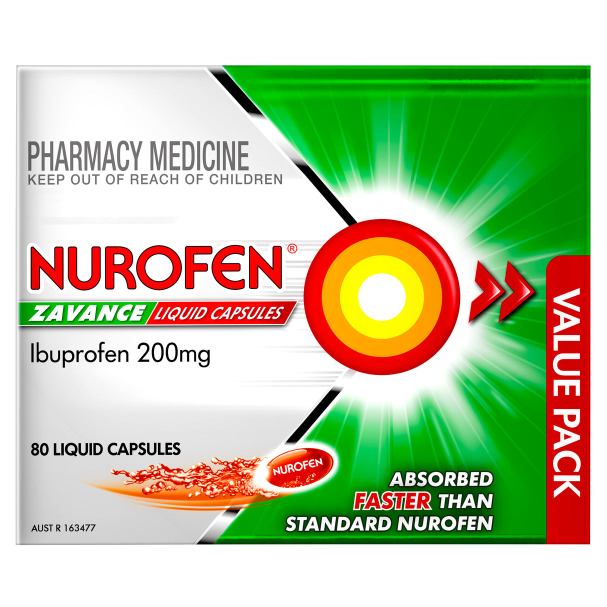 Nurofen Zavance Liquid Ibuprofen 200 mg 80 Capsules