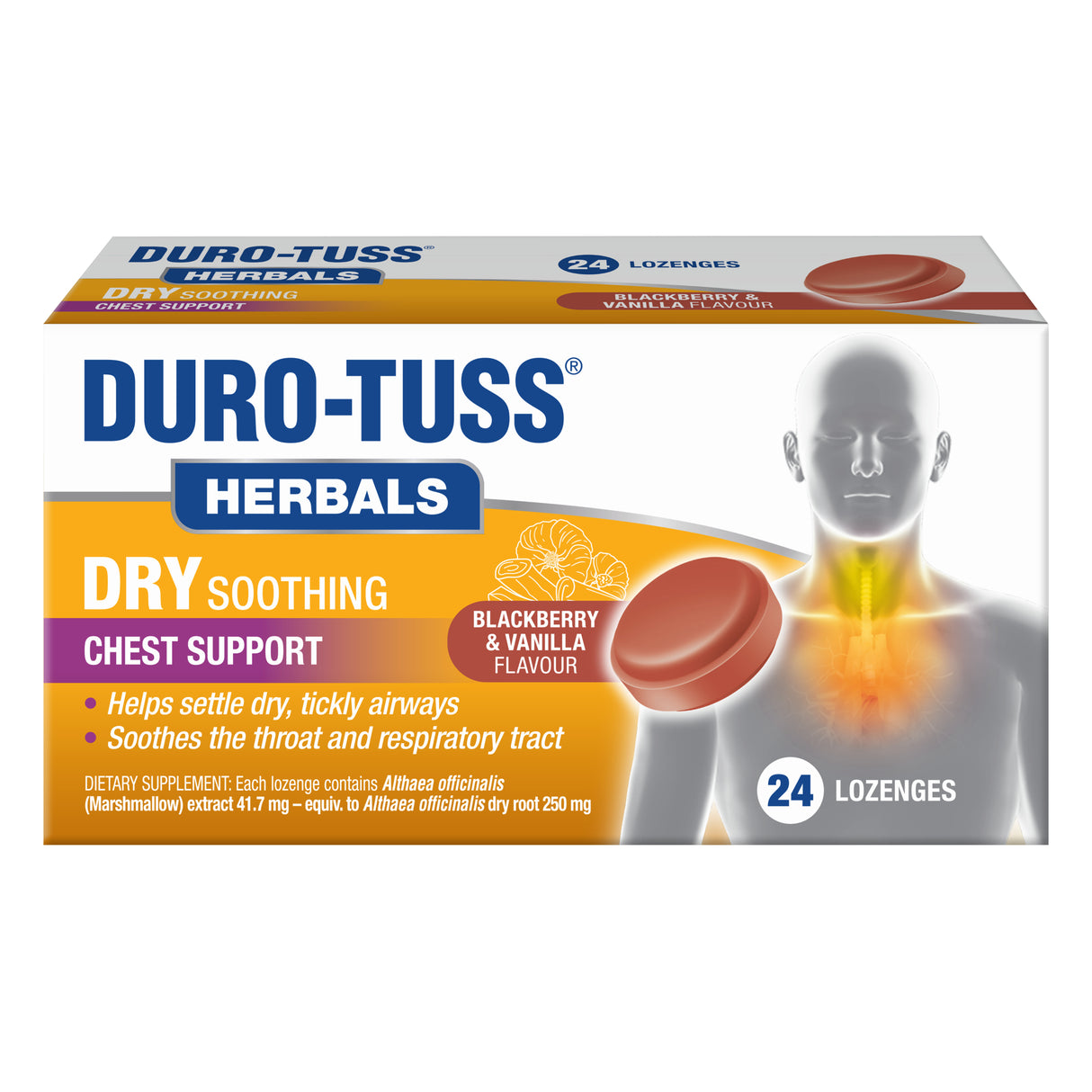 Duro-Tuss Herbals Dry Soothing Chest Support Lozenges 24s