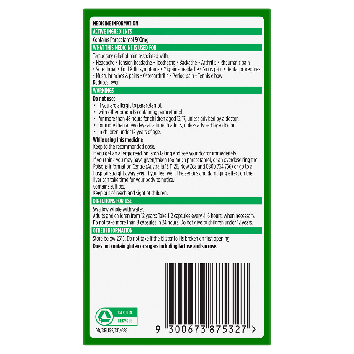 PANADOL Liquid Capsules 20s