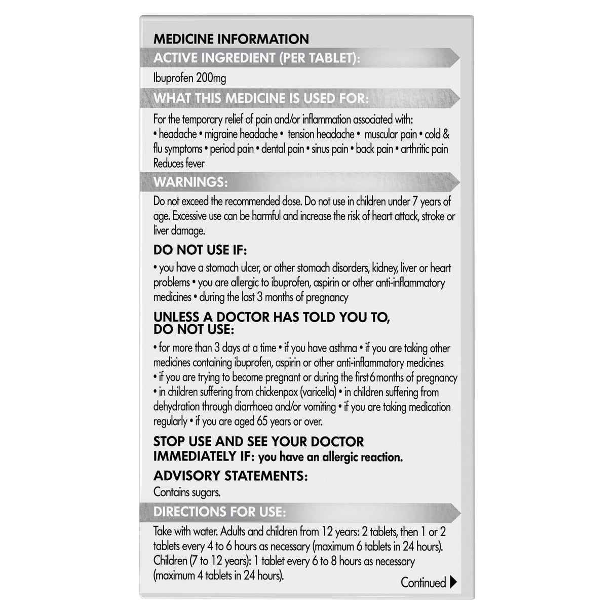 NUROFEN Tablets 200mg Ibuprofen 96s