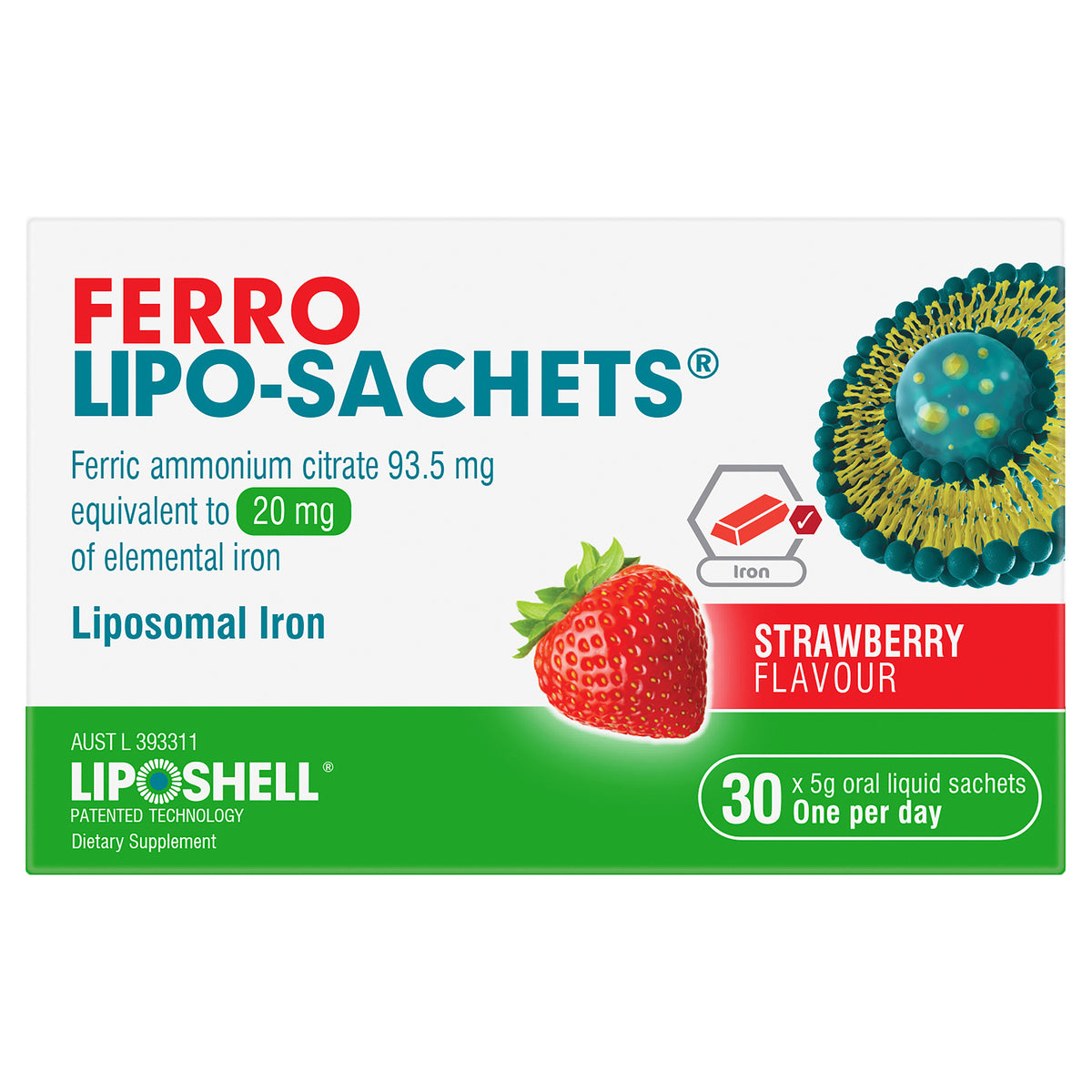 Lipo-Sachets Ferro Strawberry Flavour 30pk