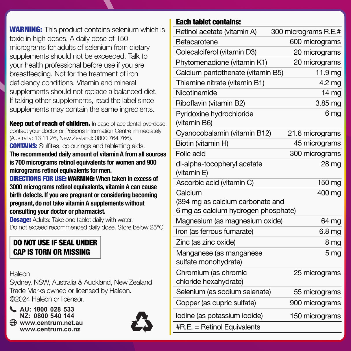Centrum For Women 60 Tablets