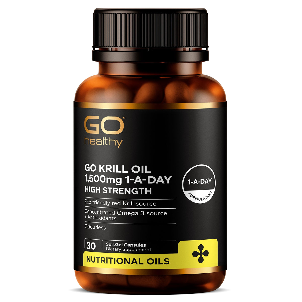 GO Healthy GO Krill Oil Supplement 1,500mg 1-A-Day 30 Capsules