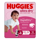 Huggies Ultra Dry Nappies Girls Size 4 (10-15kg) 18 Pack