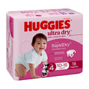 Huggies Ultra Dry Nappies Girls Size 4 (10-15kg) 18 Pack