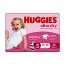 Huggies Ultra Dry Nappies Girls Size 5 (13-18kg) 32 Pack