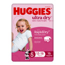 Huggies Ultra Dry Nappies Girl Size 5 (13-18kg) 16 Pack