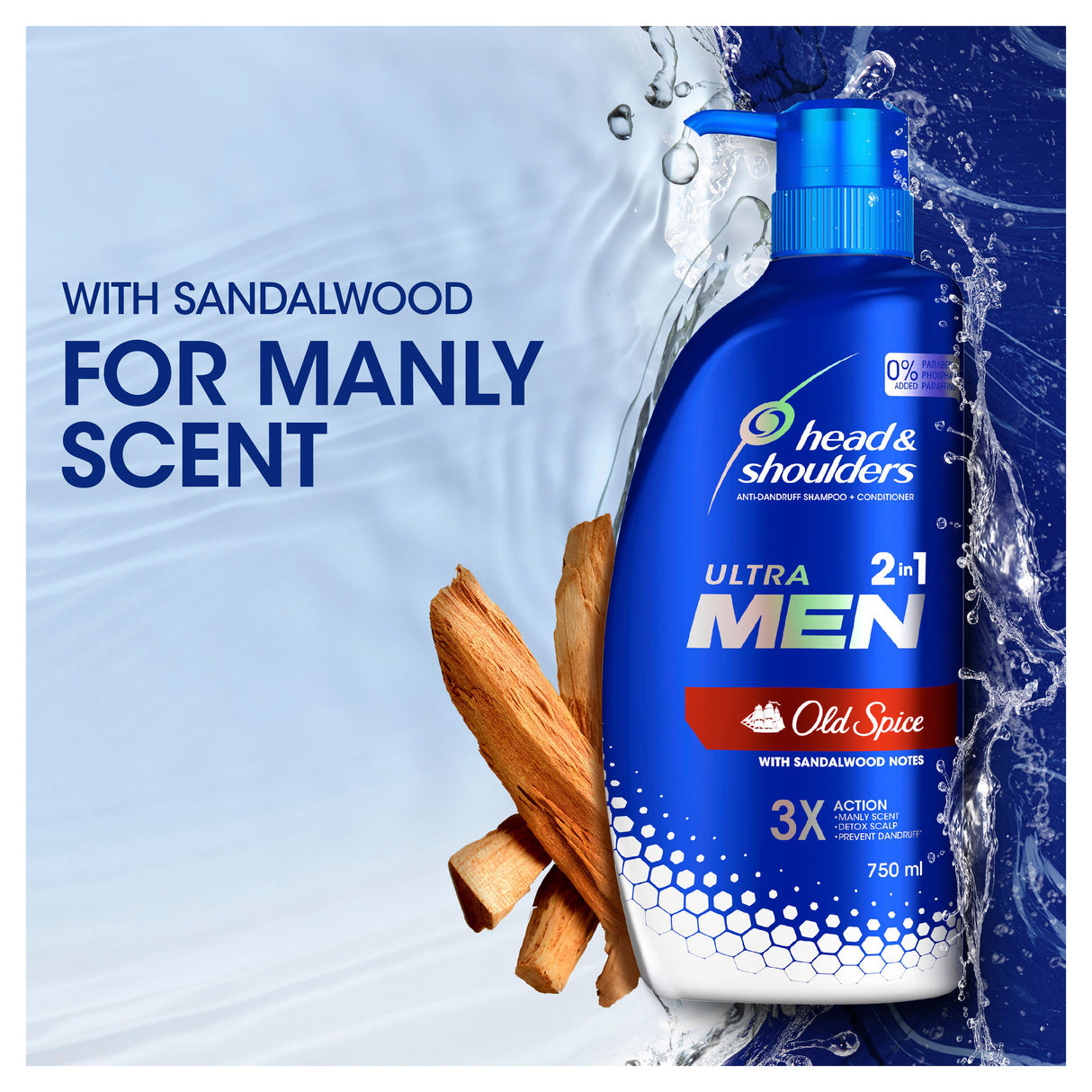 Head & Shoulders Ultramen 2in1 Old Spice Anti Dandruff Shampoo 750ml