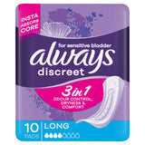 Always Discreet Long 10 Pads For Bladder Leak and Adult Incontinence