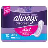 Always Discreet Long 10 Pads For Bladder Leak and Adult Incontinence