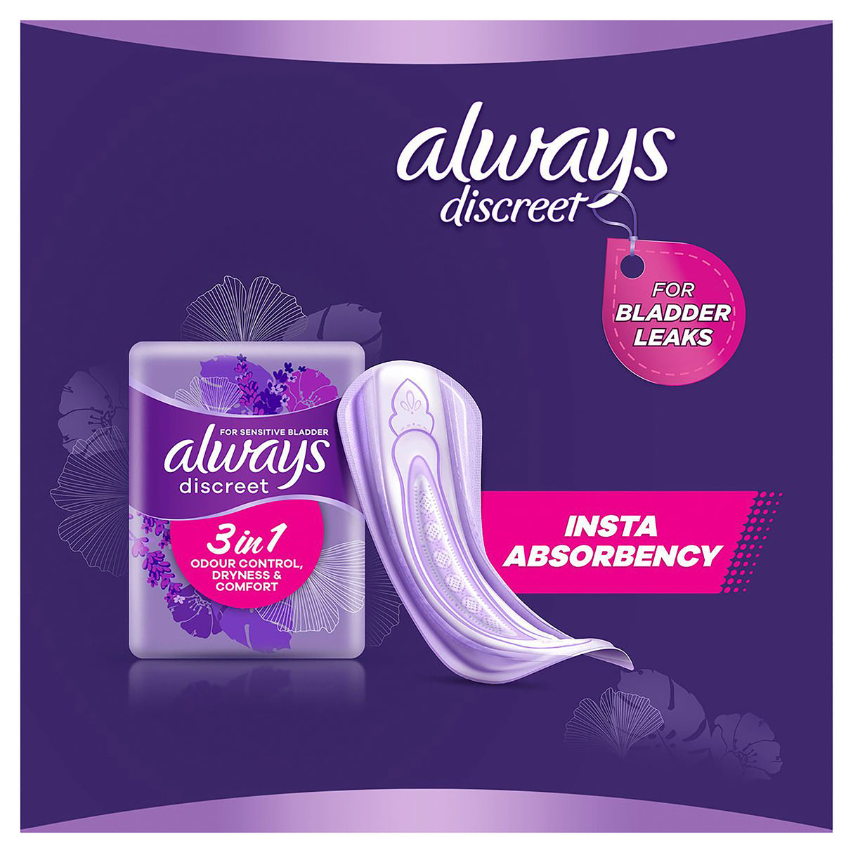 Always Discreet Long 10 Pads For Bladder Leak and Adult Incontinence