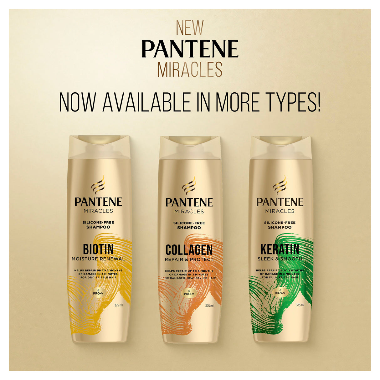 Pantene 3MM Biotin Moisture Renew Shampoo 375ml
