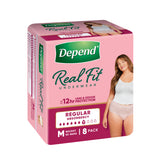 Depend Real Fit Incontinence Underwear Regular Women Medium 8 Pack