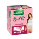 Depend Real Fit Incontinence Underwear Regular Women Medium 8 Pack