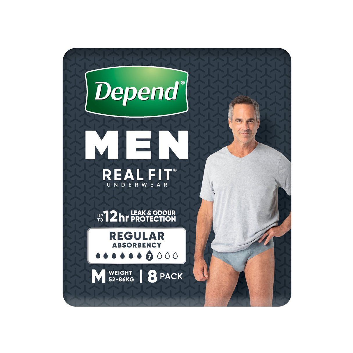 Depend Real Fit Incontinence Underwear Men Medium 8 Pack