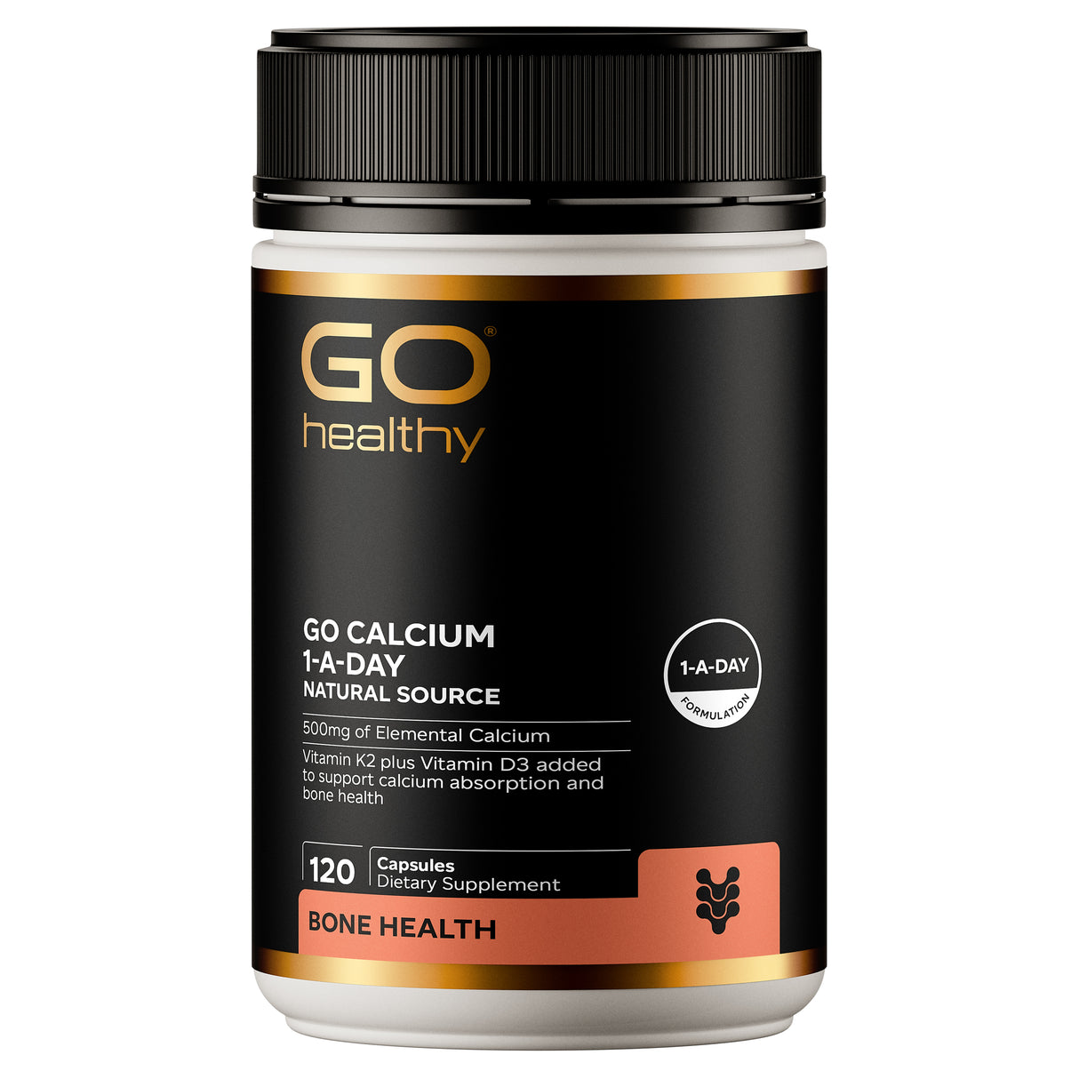 GO Healthy GO Calcium Supplement 1-A-Day Tablets 120 Caps