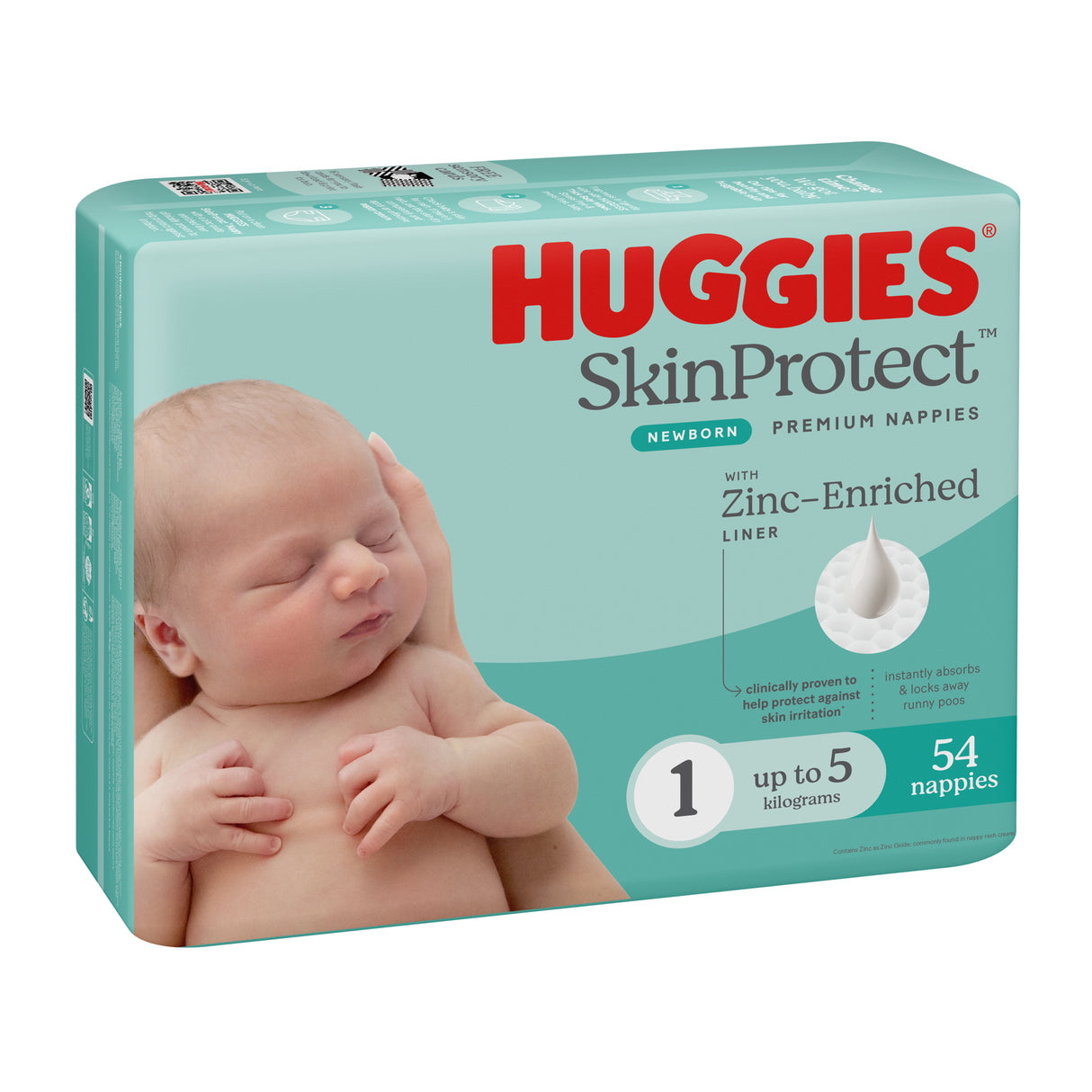 Huggies Newborn Nappies Size 1 (up to 5kg) 54 Pack
