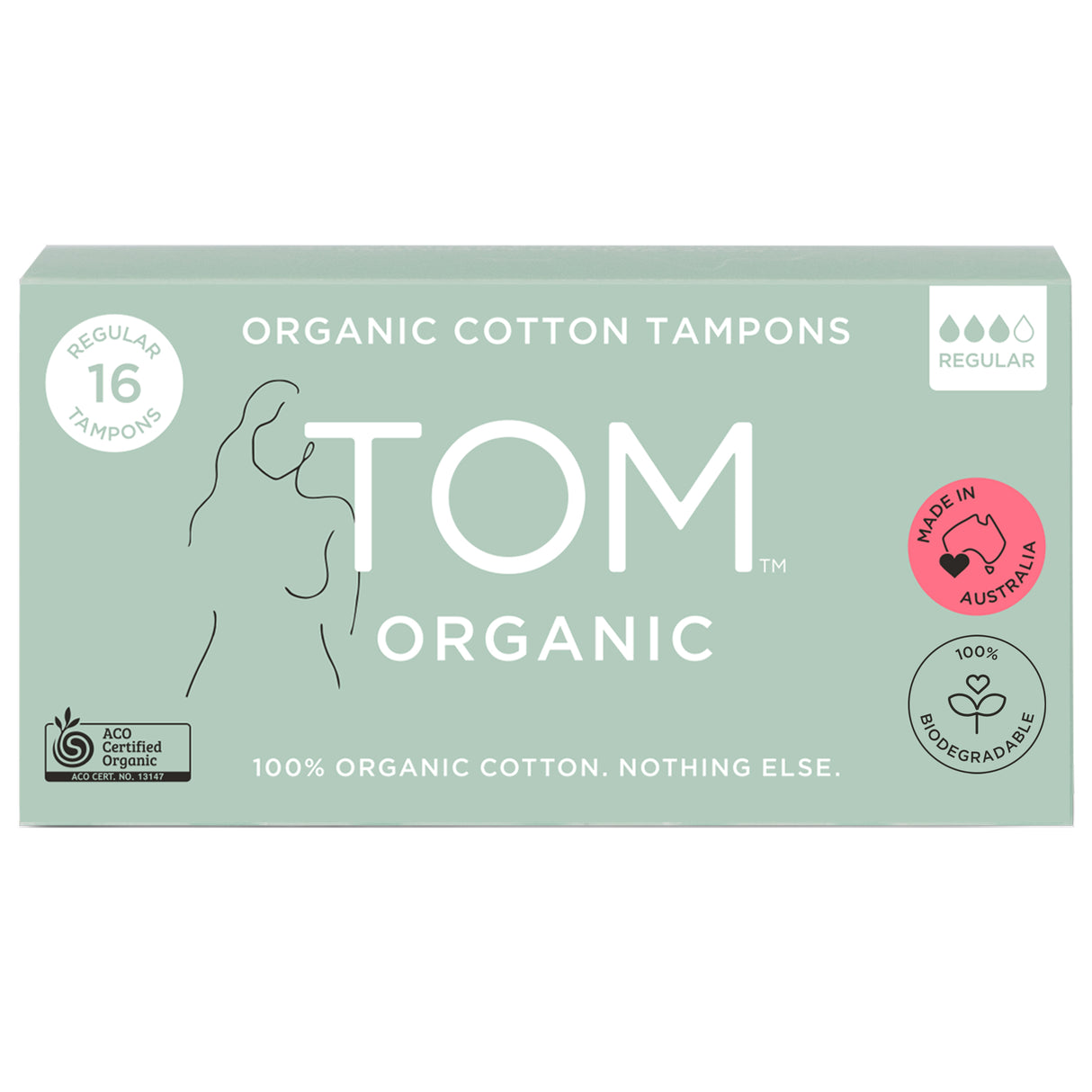 TOM Organic 16 Regular Organic Cotton Tampons