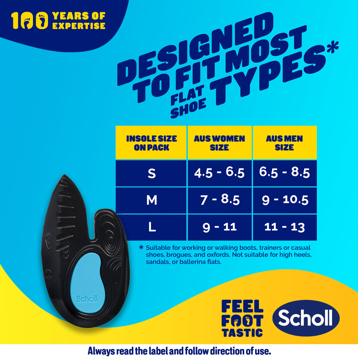 Scholl In-Balance Heel Orthotic Insole Medium Size 7 - 8.5