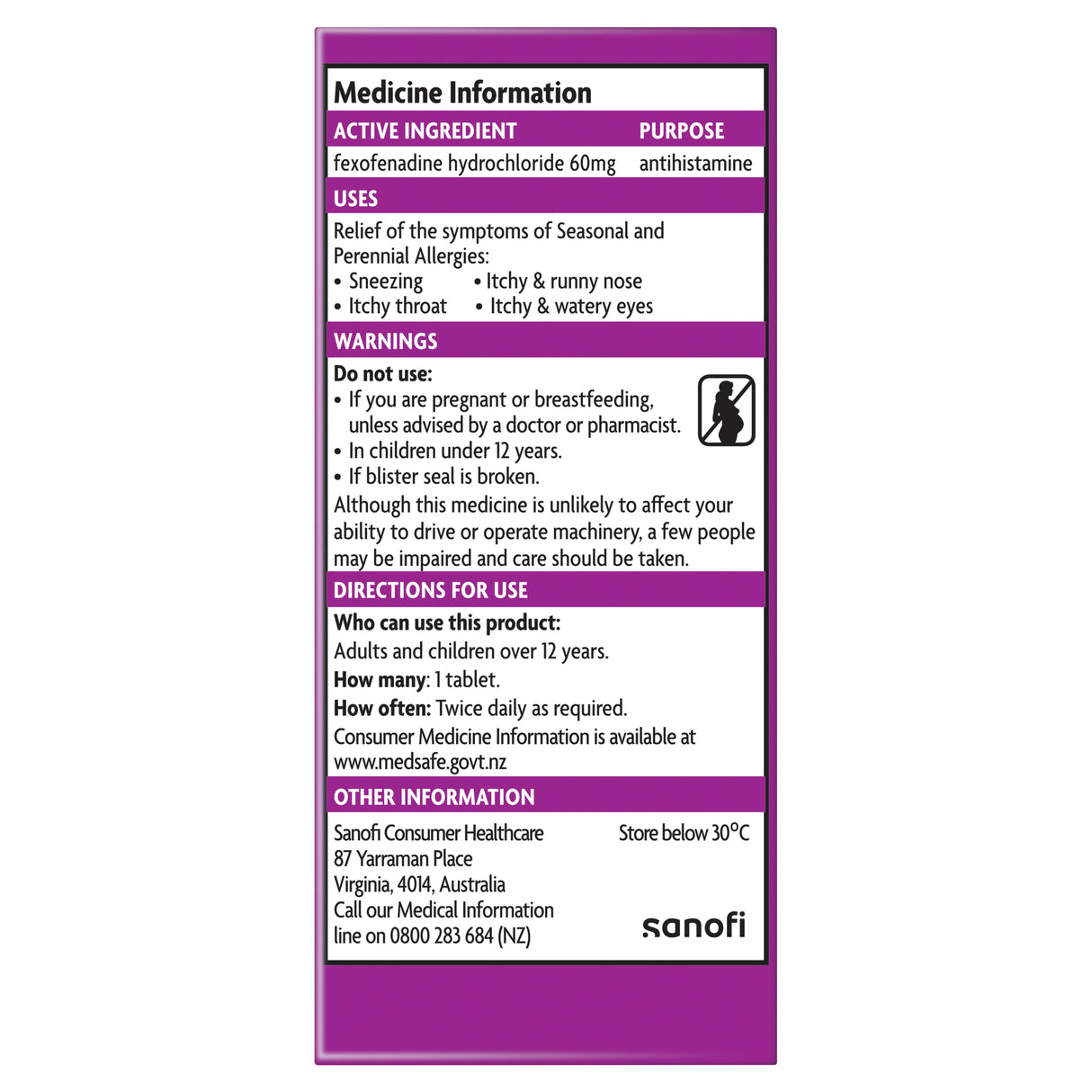 TELFAST Tablets 60mg 20s