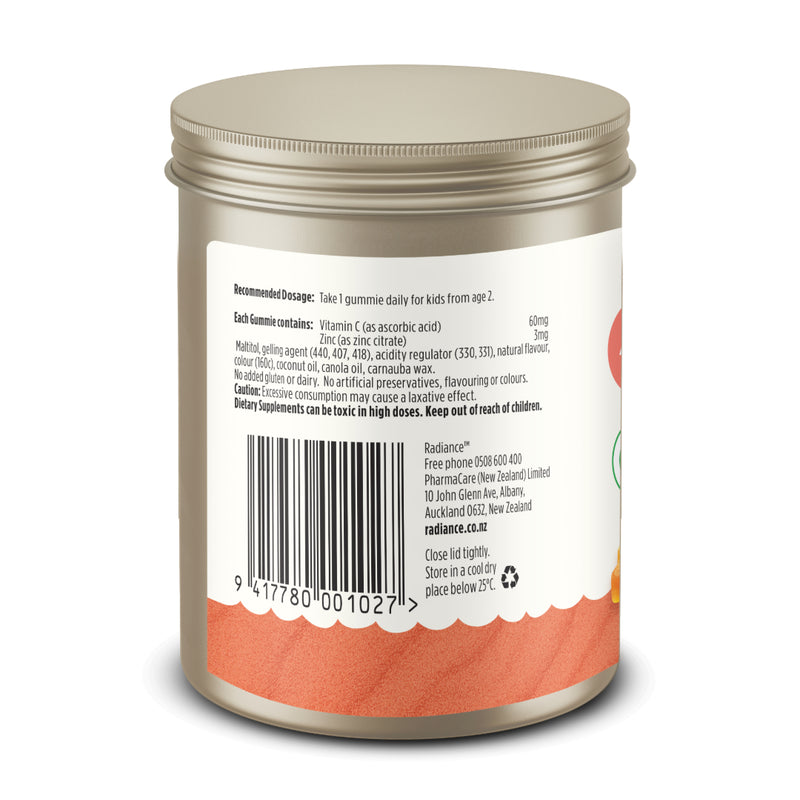 Radiance Kids Vitamin C + Zinc Gummies 45 Pack