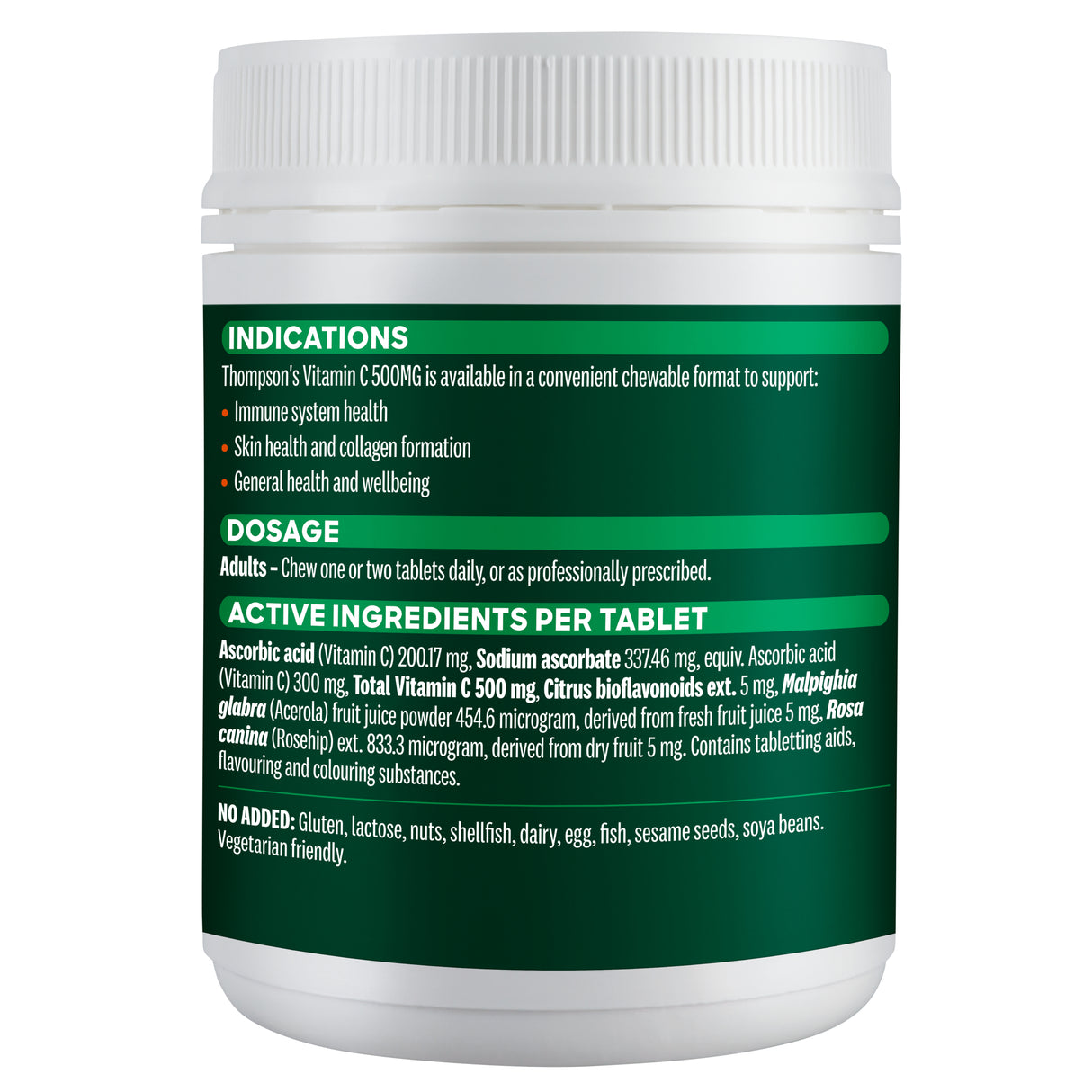 Thompson's Vitamin C 500mg chewable 200 tabs