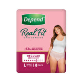 Depend Real Fit Incontinence Underwear Regular Women Large 8 Pack