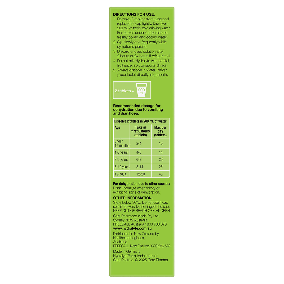 Hydralyte Effervescent Tablets Lemon Lime 20s