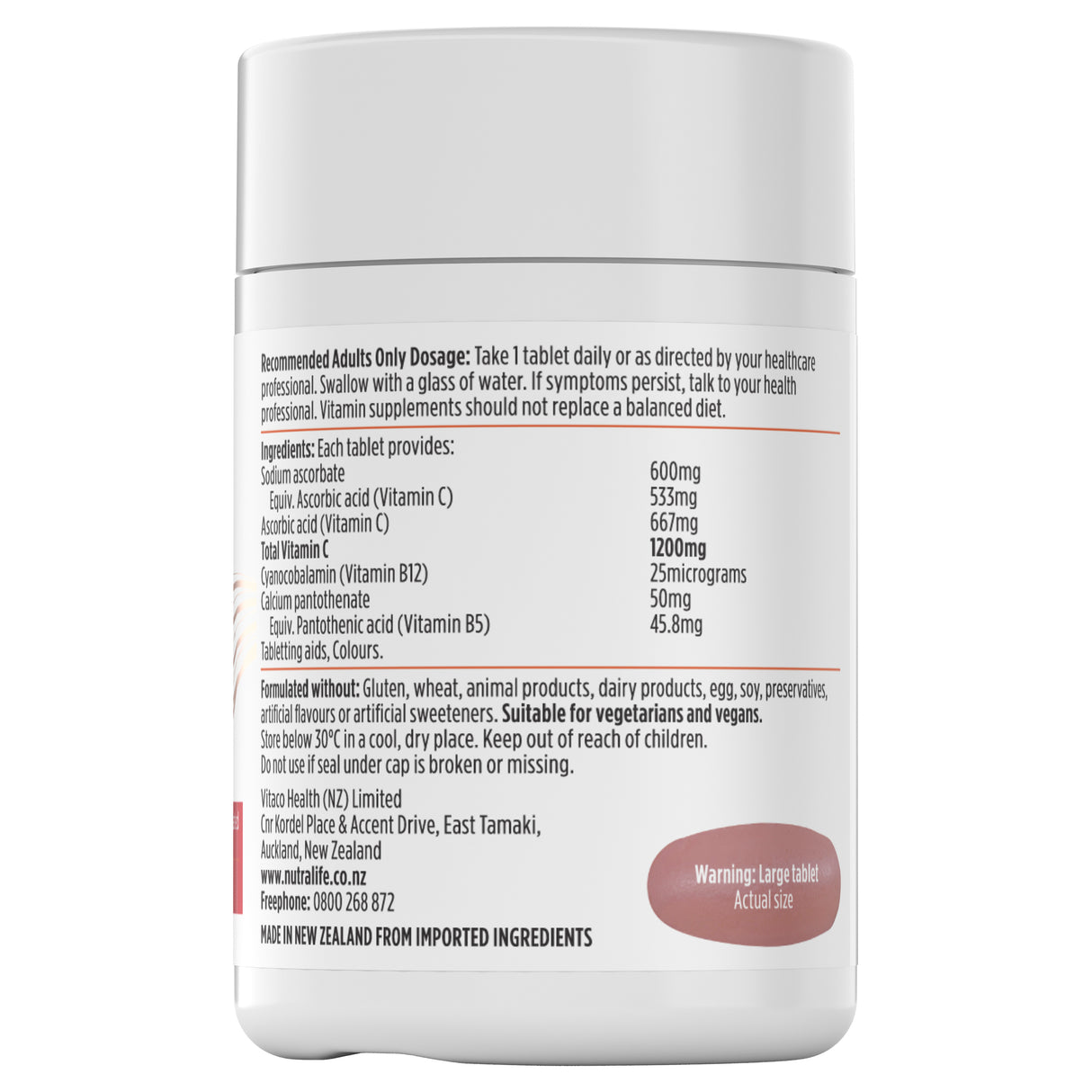 Nutra-Life Vit C + B12 + B5 60 tabs
