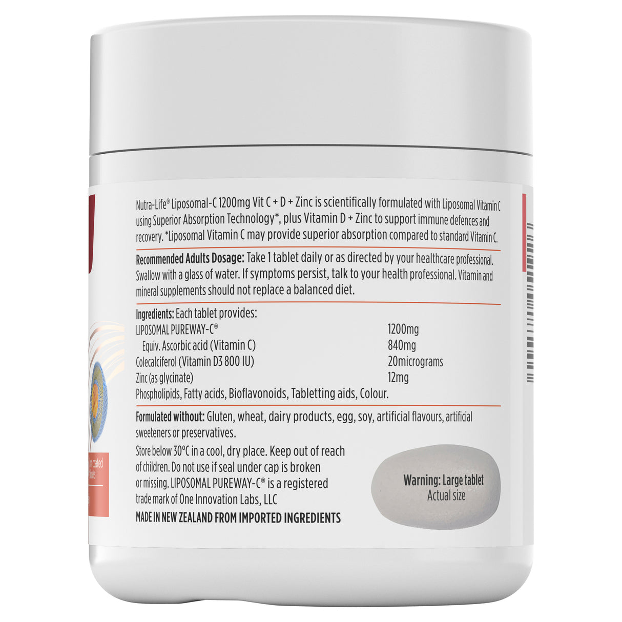 Nutra Life Liposomal-C 1200 Vitamin C+Zinc+D 60tabs