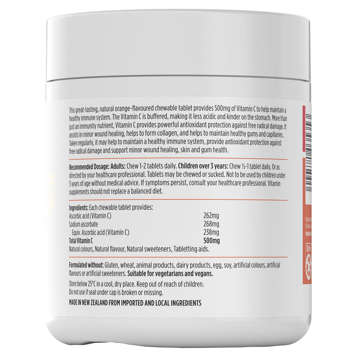 Nutra-Life Vitamin C 500mg Chewables 200 Tablets