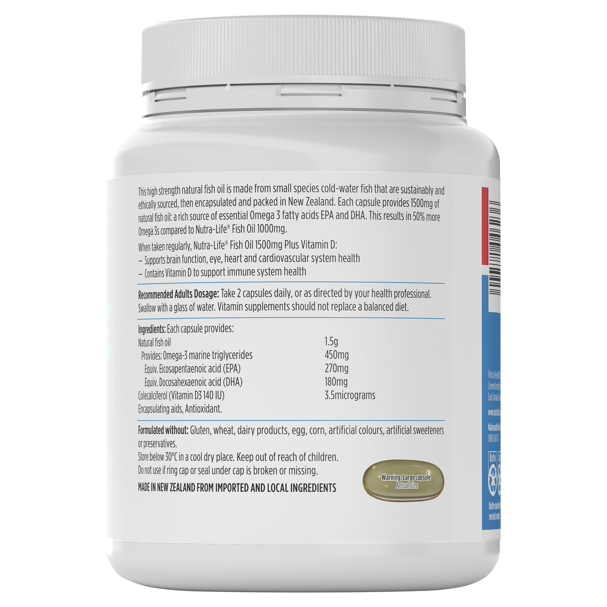 Nutra-Life Fish Oil 1500mg plus Vitamin D 300 Capsules