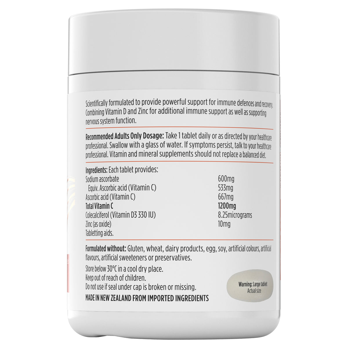 Nutra-Life Vit C 1200 C+Zinc+D 120tabs