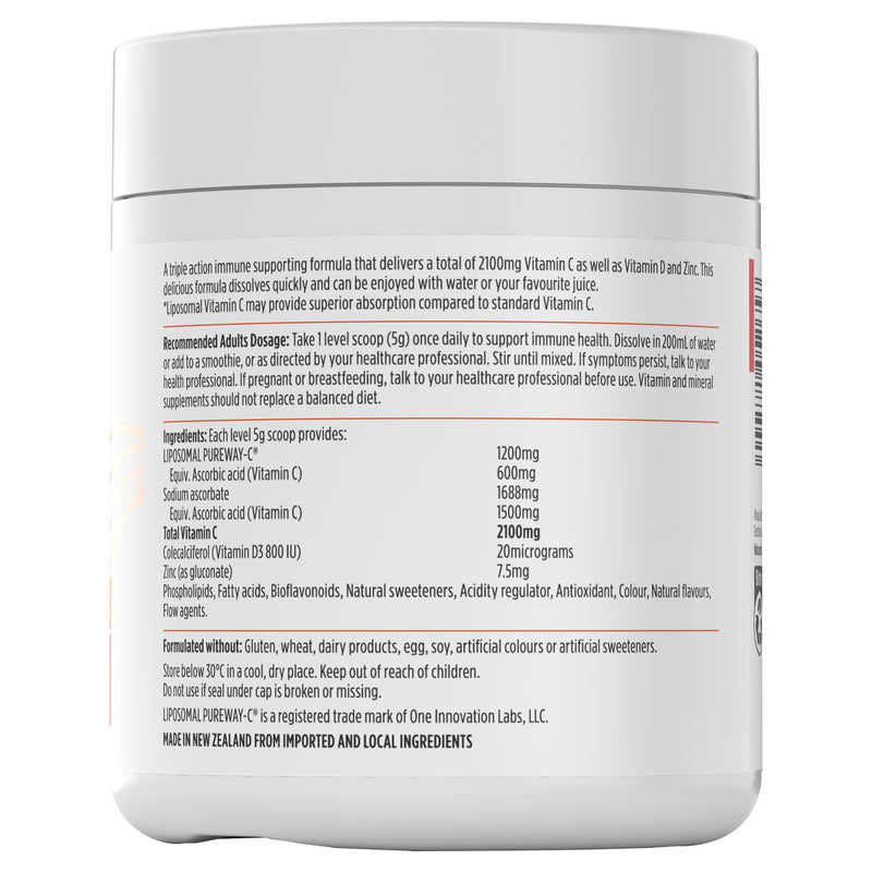 Nutra Life Liposomal 1200mg + Vit C + D + Zinc 180g Powder