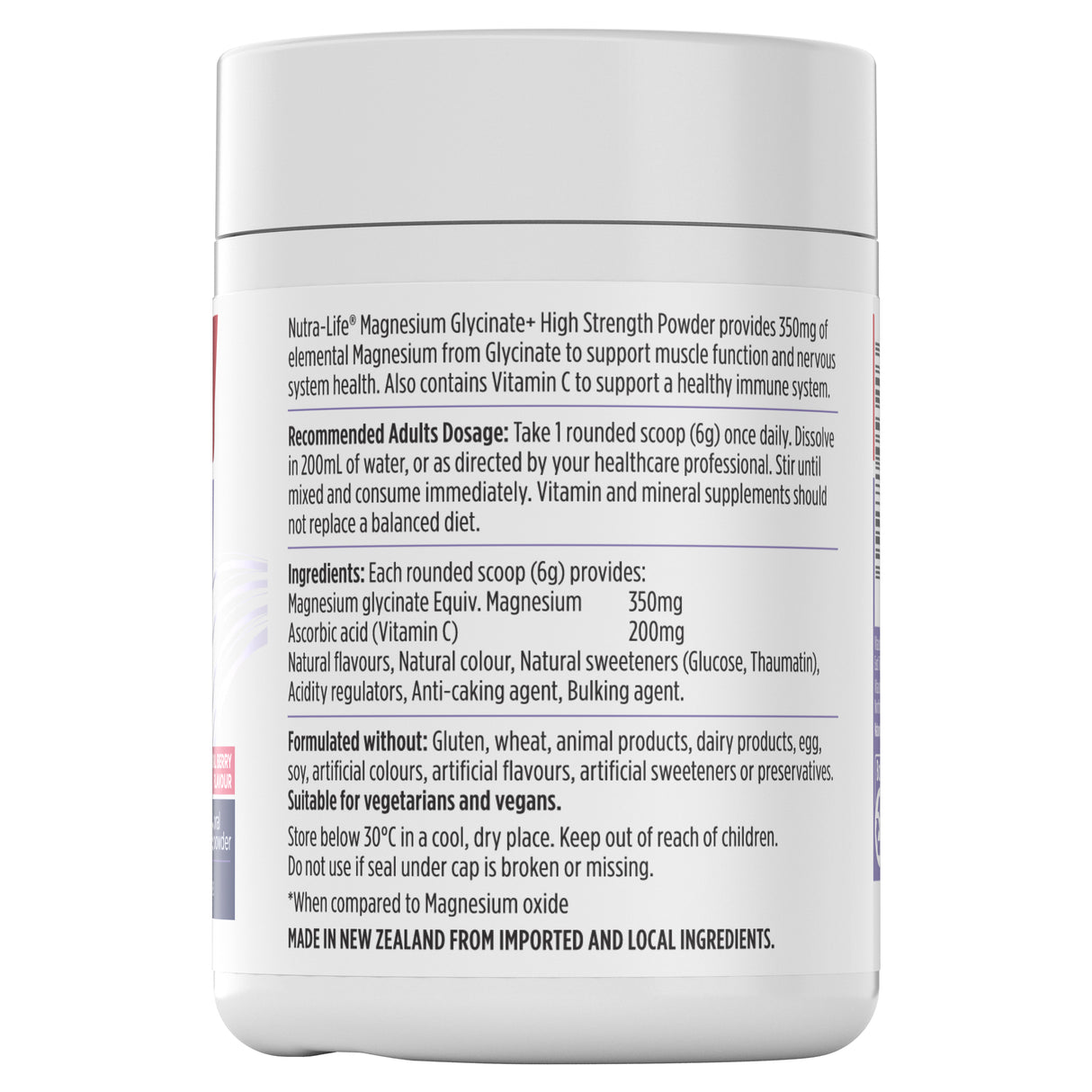 Nutra-Life® Magnesium Glycinate + High Strength Powder 180g