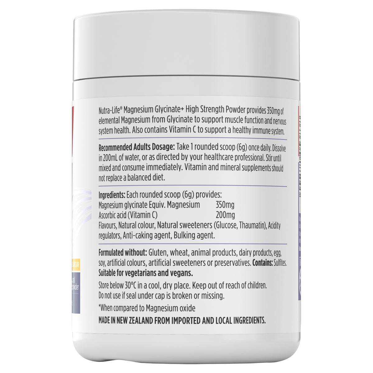 Nutra Life Magnesium Glycinate + High Strength Powder Citrus 180g