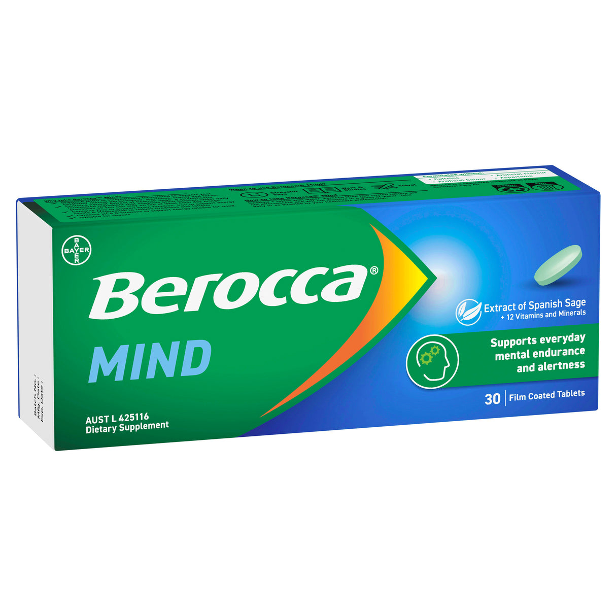 Berocca Mind with Sage Film Coated Tablets 30s