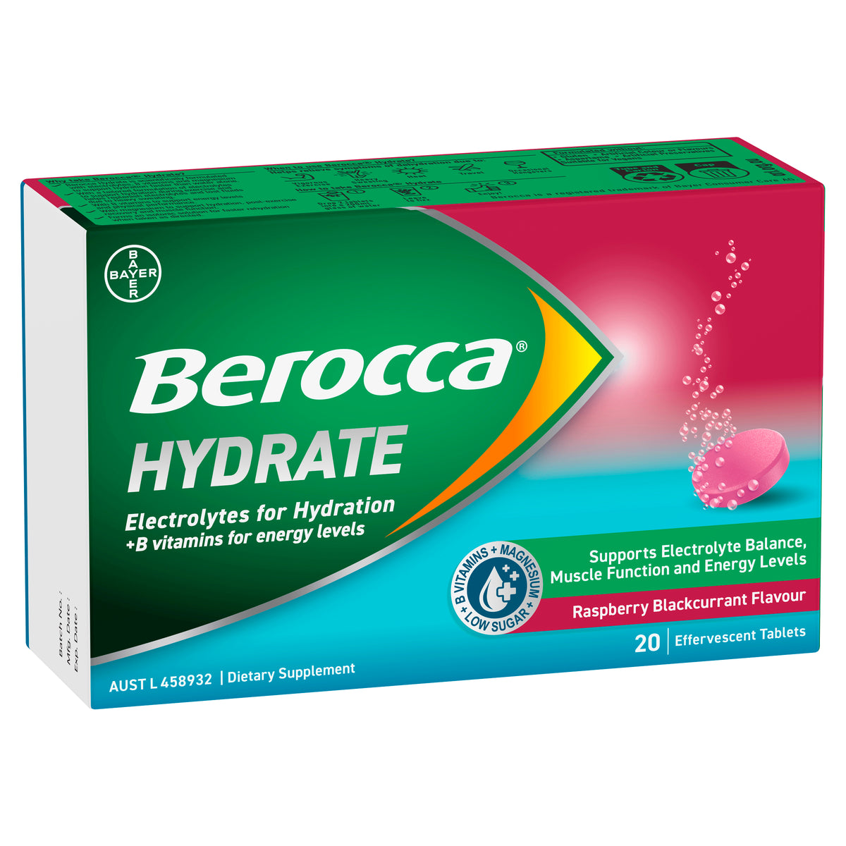 Berocca Hydrate Black Currant Effervescent Tablets 20s