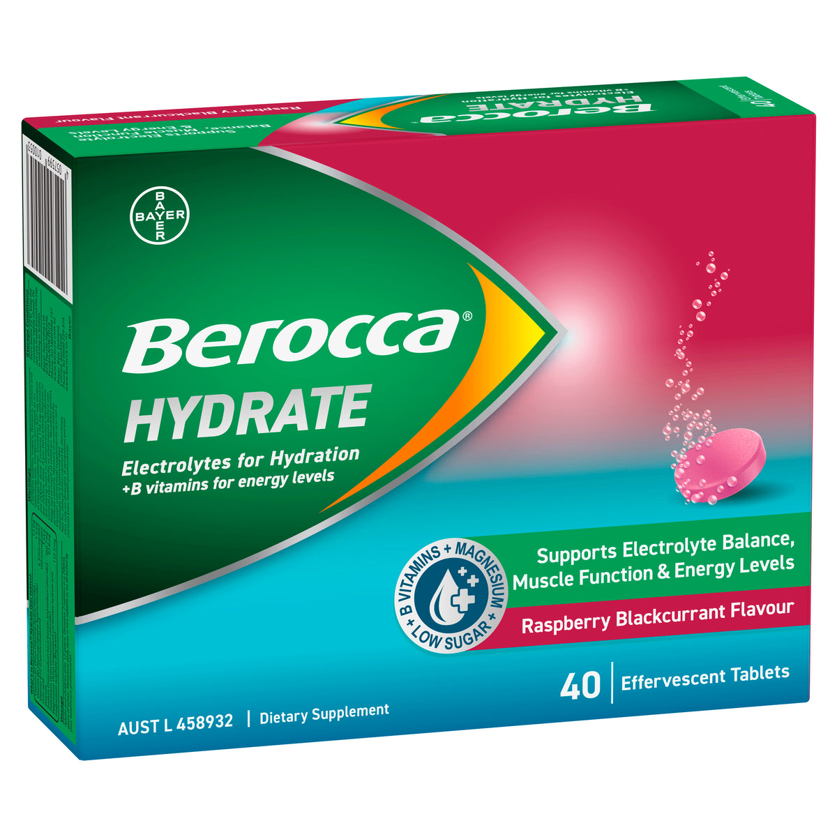 Berocca Hydrate Black Currant Effervescent Tablets 40s