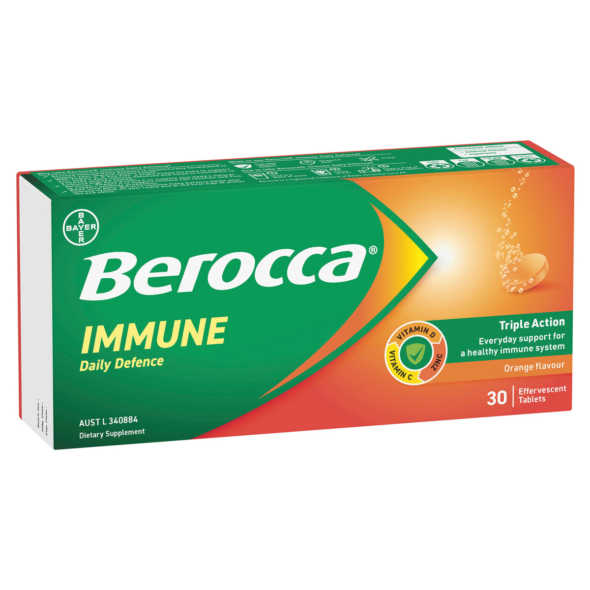 Berocca Immunity Daily Defence Orange Effervescent Tablets 30s