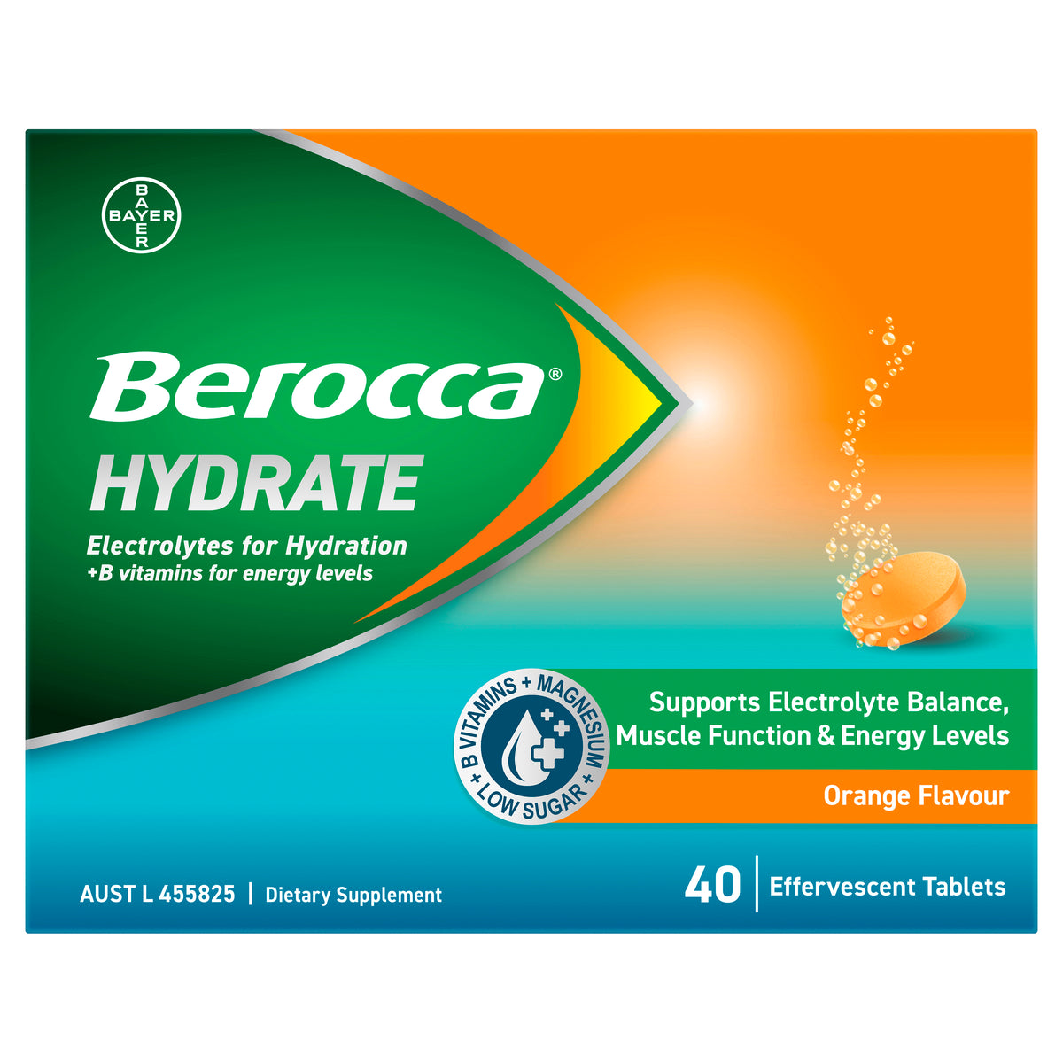 Berocca Hydrate Orange Effervescent Tablets 40s