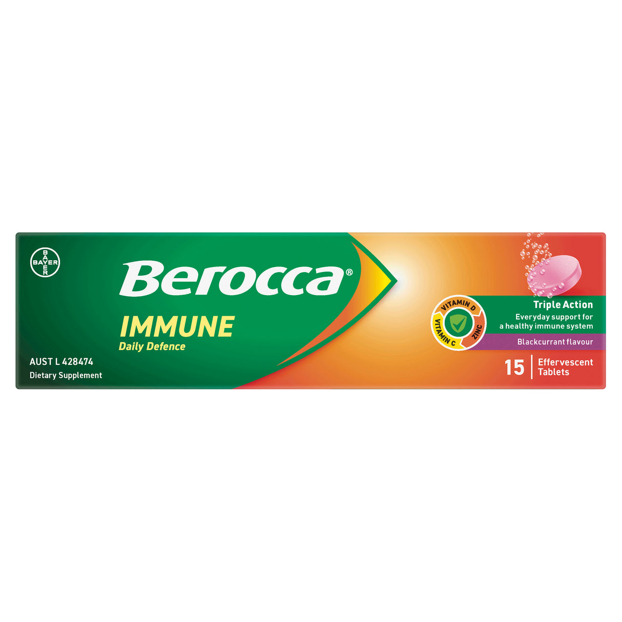 Berocca Immunity Daily Defence Black Currant Effervescent Tablets 15s