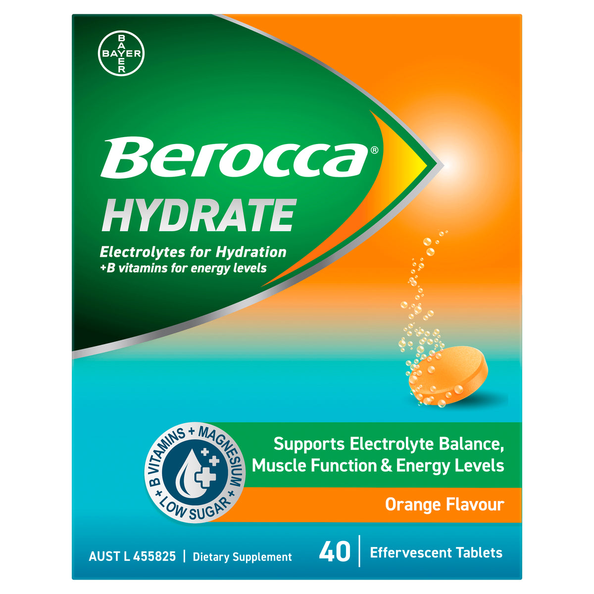 Berocca Hydrate Orange Effervescent Tablets 40s