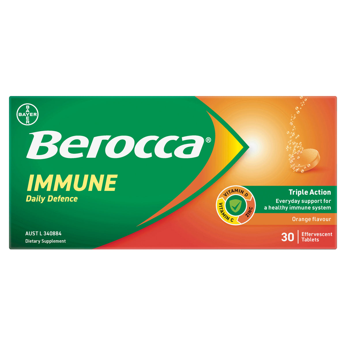 Berocca Immunity Daily Defence Orange Effervescent Tablets 30s
