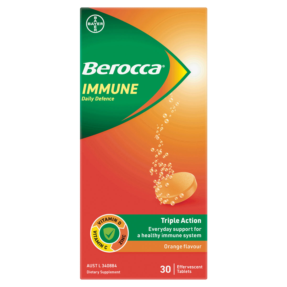 Berocca Immunity Daily Defence Orange Effervescent Tablets 30s