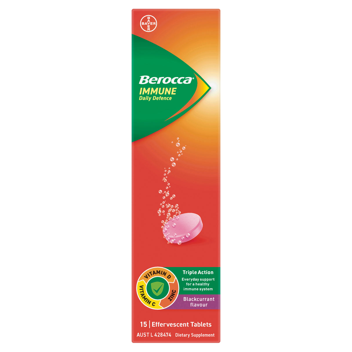 Berocca Immunity Daily Defence Black Currant Effervescent Tablets 15s