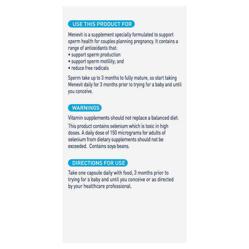 Menevit Pre-Conception Sperm Health Capsules 90 pack (90 days)