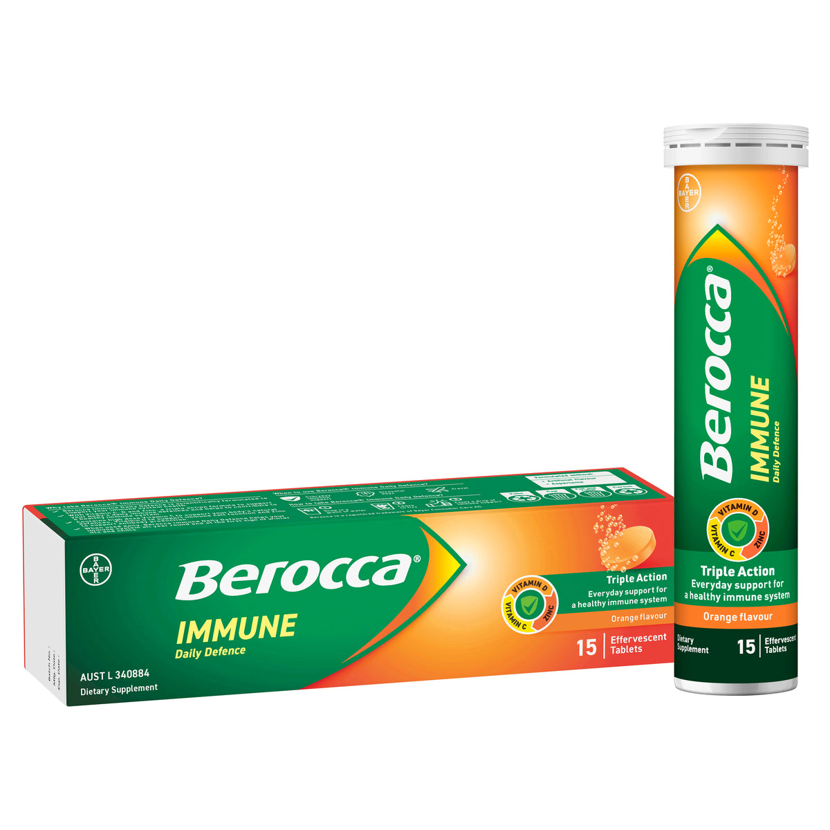 Berocca Immunity Daily Defence Orange Effervescent Tablets 15s